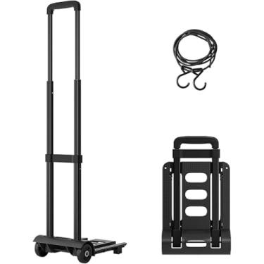Imagem de Carrinho de mesa dobrável resistente - Carrinho utilitário portátil para transporte fácil de cargas pesadas - Carrinho de mão móvel com rodas duráveis (preto)