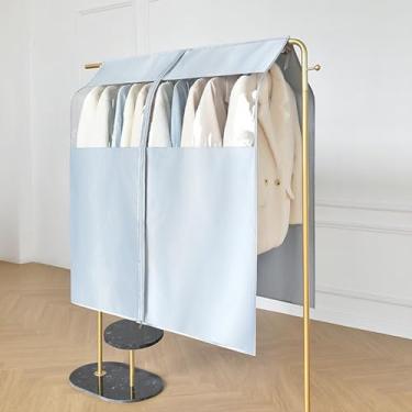 Imagem de Bolsa de vestuário azul premium - protetor de cobertura para vestido e casaco de cetim com zíper completo, 140 x 113 cm (55 x 44 pol.) - Armazenamento de viagem e organizador de armário para vestidos