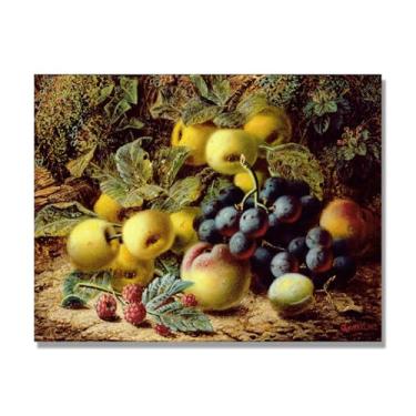 Imagem de Arte em tela vintage de frutas mortas, pintura clássica de cozinha country, decoração de parede de casa de fazenda quente para sala de jantar e cozinha. A94. 50 x 65 cm-19,7 x 25,6 pol. Somente tela