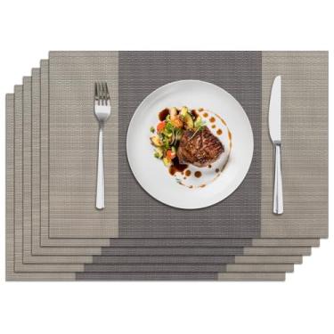 Imagem de Privalace 45,7 x 30,5 cm, conjunto de 4 tapetes de mesa laváveis de PVC, resistentes ao calor e a manchas, antiderrapantes, fáceis de limpar, para cozinha, casa, jantar, reuniões, dourados, marrom