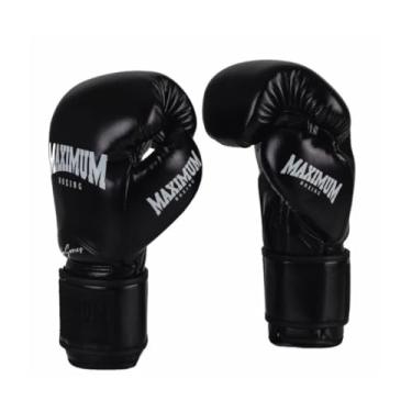 Imagem de Maximum Luvas de Boxe Profissionais, Couro de Microfibra, Muay Thai e Kickboxing (Preto, 14oz)