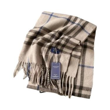 Imagem de Cachecol Estampado Xadrez Para Casais Outono Inverno Textura De Lã Imi