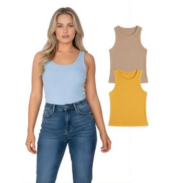 Imagem de Kit Com 2 Regatas Ribana Feminina Cores Sortidas Cor:ColoridaTamanho:G