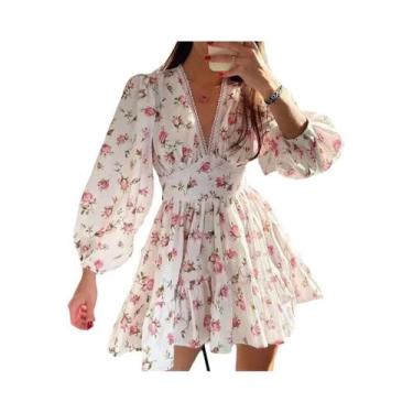 Imagem de Vestido Mini Floral De Cintura Alta Para Mulheres, Verão E Outono, Man