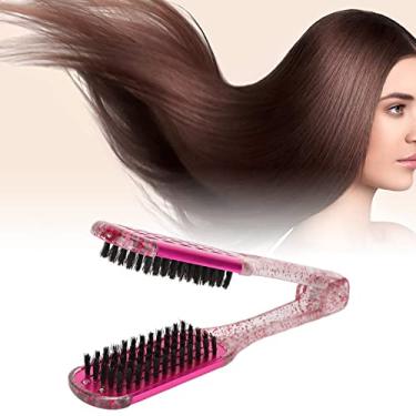 Imagem de Escova de cabelo com braçadeira, escova dupla face, escova de alisamento de cabelo, em forma de V, pente duplo, tala, pente macio, alisador, ferramenta de estilo para mulheres e homens