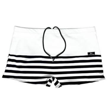Imagem de SUNGA ADULTO BOXER BRANCO E LISTRA PRETO COM BRANCO-Masculino