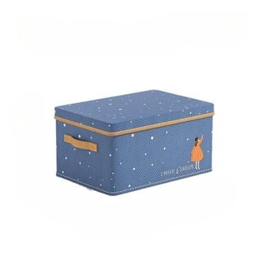 Imagem de Caixa Organizadora Dobrável com Tampa Grande Capacidade – Armazenamento de Colchas, Roupas e Cobertores para Quarto e Guarda-Roupa(3,azul)