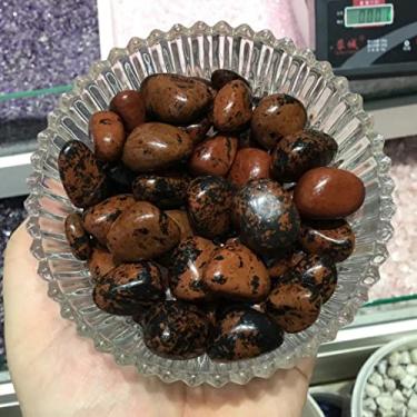 Imagem de Pedras preciosas para decoração cristal natural obsidiana vermelha polida pedras caídas cascalho para decoração DIY 1 pacote de cristal de aura (tamanho: 300g)