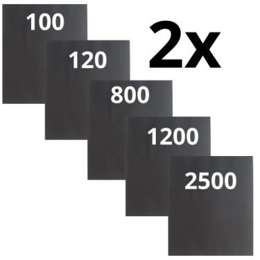 Imagem de Lixa 100 120 800 1200 2500 Kit 2 De Cada D'água Lixar Polir Metal Plás