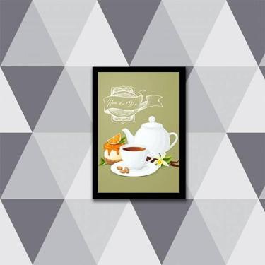 Imagem de Quadro Decorativo Hora Do Chá 45X34 Com Vidro Moldura Preta