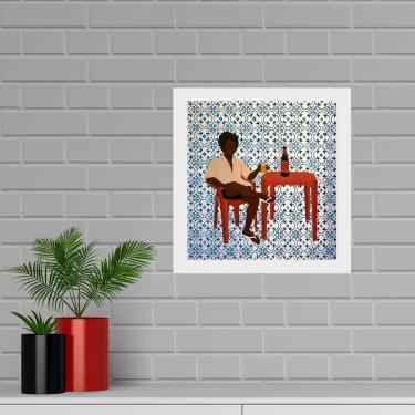 Imagem de Quadro Quadrado Homem Boteco - 33X33Cm - Com Vidro