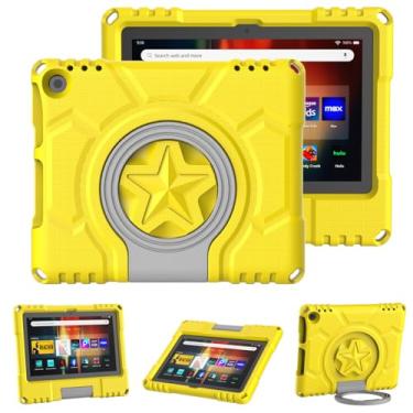 Imagem de Lainergie Capa infantil para tablet iPad de 8 polegadas, incompatível com TCL, capa à prova de choque à prova de crianças com suporte, amarela