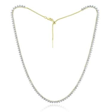 Imagem de RIZILIA Colar feminino Not-Your-Basic de 3 mm com pedra preciosa de corte brilhante em preto rosa e branco, banhado a ouro 14K, ajustável de 35 a 45 cm (gargantilha, colarinho, princesa), caixa de