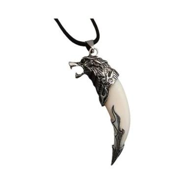 Imagem de Colar Com Pingente De Dente De Lobo Masculino, Corrente De Aço Inoxidá