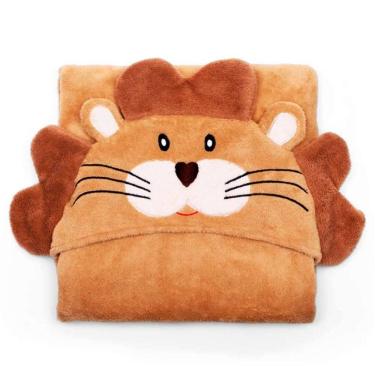 Imagem de Manta Com Capuz Buettner Microfibra Infantil Leao 90cmx90cm Bege Claro