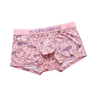 Imagem de Cuecas Boxer Masculinas De Cintura Baixa Em Cetim Com Estampa Divertid