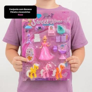 Imagem de Conjunto com Boneca Pôneis e Acessórios - Rosa - FIRST