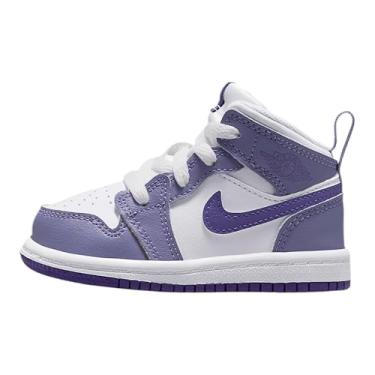 Imagem de Tênis Jordan 1 Mid Baby/Toddler (ametista/branco/roxo corte), Ametista empoeirada/branco/roxo, 19
