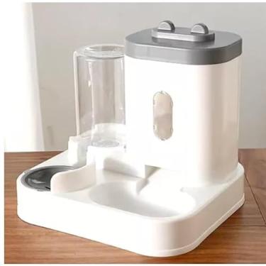 Imagem de Bebedouro com Comedouro Automático 2 em 1 para Cães e Gatos – Alimentador Pet Seco e Água por Gravidade Grande Capacidade (CINZA)
