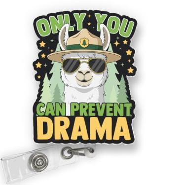 Imagem de BAVAHA Only You Can Prevent Drama Engraçado Carretel de Crachá de Enfermeira, Porta-crachá Sarcástico Lhama Sassy ID Titular Presente de Trabalhador de Saúde MA ED ER ICU RN LPN CNA NICU L&D