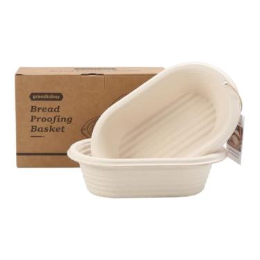 Imagem de Cesta oval de 5 x 25,4 cm à prova de pão Banneton com forro de linho para assar pão artesanal profissional e caseiro