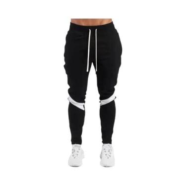Imagem de Calças Jogger Skinny Pretas Masculinas, Roupas Casuais De Fitness, Cal