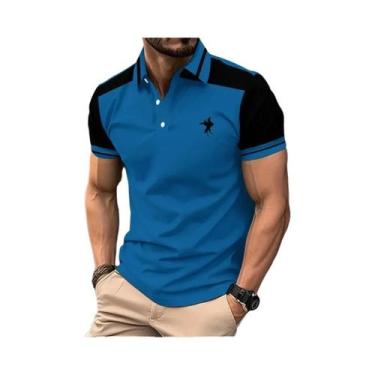 Imagem de Camisa Polo Masculina De Verão Com Estampa De Cavalo Em Listras 3D, Es