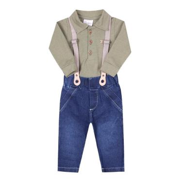 Imagem de Conjunto Bebê Menino Body Calça Suspensório Paraiso 15397-Masculino