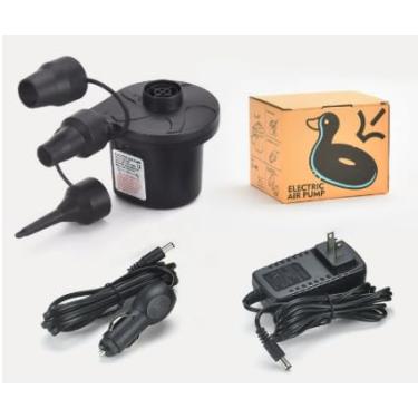 Imagem de Bomba de ar elétrica, bomba de ar portátil padrão dos EUA com 3 bicos, enchimento rápido de 5 kPa, bombas infladoras/deflator de 110 V CA/12 V CC para acampamento ao ar livre, camas de colchão de ar