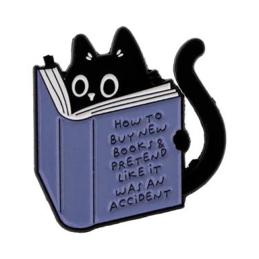 Imagem de Broches De Esmalte De Gatos Pretos Em Estilo Cartoon Anime Para Roupas