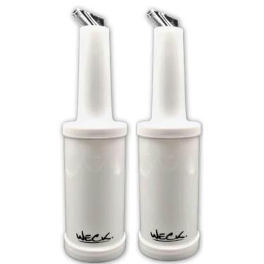 Imagem de Kit 2 Garrafas Plásticas Store'n Pour 1L Branca Licores Xarope Bar Res