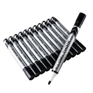 Imagem de Marcador de Quadro Branco Deli Ponta Redonda 2,0mm Preto - Embalagem c