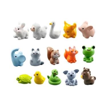 Imagem de Figuras De Animais Em Miniatura 15 Peças Raposa Coelho Elefante Esquil