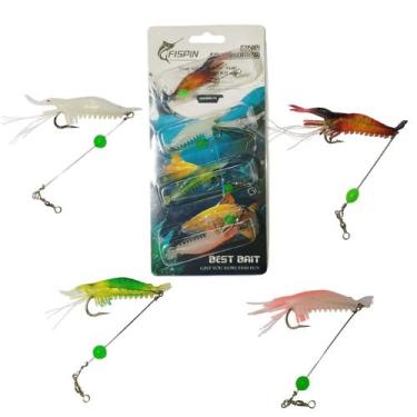 Imagem de Isca Artificial De Pesca 4 Camarao Pescaria Peixe Truta Salmao Robalo 