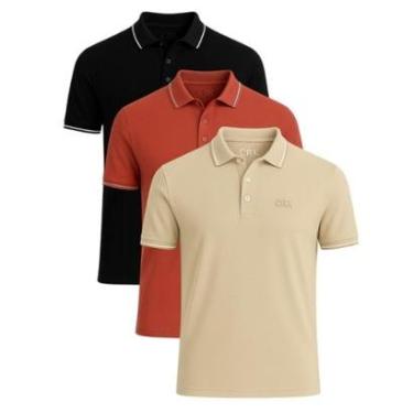 Imagem de Kit 3 Camisas Polo Masculina Básicas Crocker-Masculino