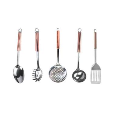 Imagem de Kit Utensílios Cozinha Inox Colher de Arroz Concha Feijão e Caldos Peg