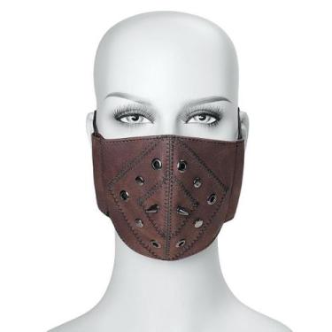 Imagem de Máscara facial de couro reutilizável com impressão digital punk de Hal