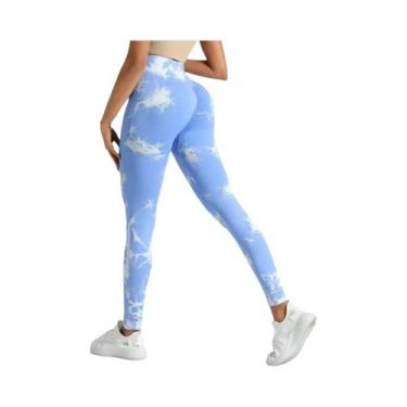 Imagem de Calças De Yoga Femininas De Cintura Alta Sem Costura Com Estampa Tie-D