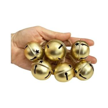 Imagem de Enfeites De Natal Em Metal Dourado 10 Peças: Sinos Decorativos Elegant