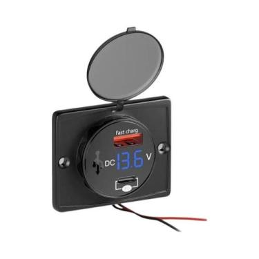 Imagem de Carregador De Carro Dual USB QC3.0 18W PD Adaptador Redondo À Prova d'