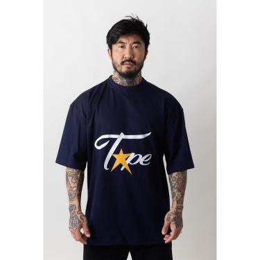 Imagem de Camiseta Oversized Gola Alta Superstarr Azul Marinho-Unissex