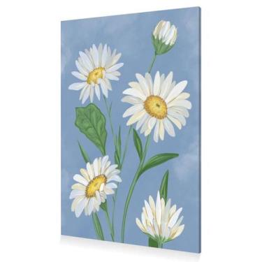 Imagem de Quadro Decoração Floral Margarida Moderno Azul Canvas 60x40 - DC Expre