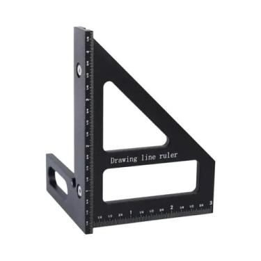 Imagem de Régua De Esquadria Triangular De Alumínio Vermelho Com Transferidor Mu