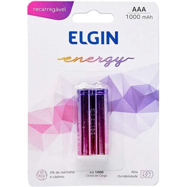 Imagem de Pilha Recarregável Elgin AAA 1000mAh Blister 2 unid