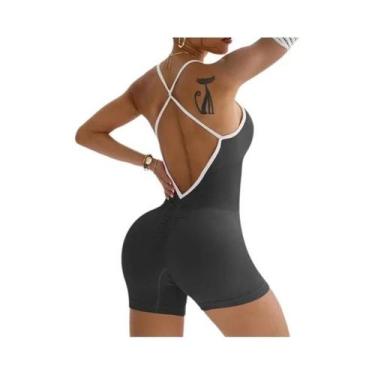 Imagem de Macacão De Yoga Feminino Sem Costura Para O Verão Com Alças Finas E Su