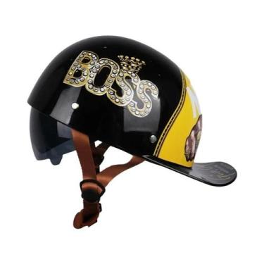 Imagem de Capacete De Moto Retrô Vintage Uchoose, Estilo Boné De Beisebol, Abert