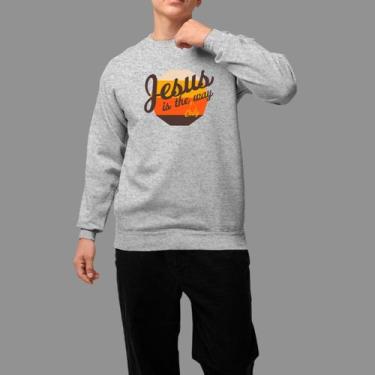 Imagem de Moletom Gola Careca Basico Masculino Casual Confortável Inverno Blusa 