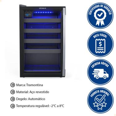 Imagem de Expositora Champanheira Venax 100L Porta Invertida Preto Fosco 127V 27521