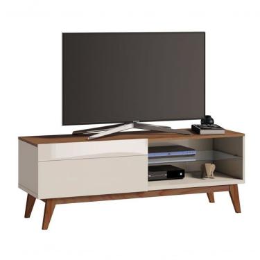 Imagem de Rack Classic 1g 1.4 Off White Com Freijó - Imcal Móveis