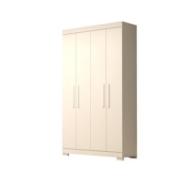 Imagem de Guarda Roupa Solteiro Canadá 4 Portas 2 Gavetas MDF Bege Médio Branco Linha Mobília